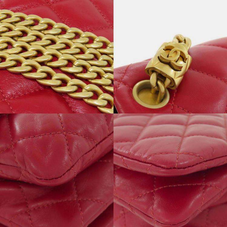 Pre Owned Chanel Lambskin Chain Shoulder Matelasse Bag