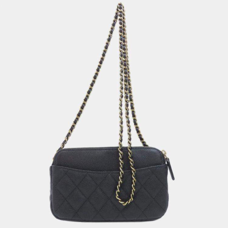 Pre Owned Chanel Caviar Skin Chain Shoulder Matelasse Bag