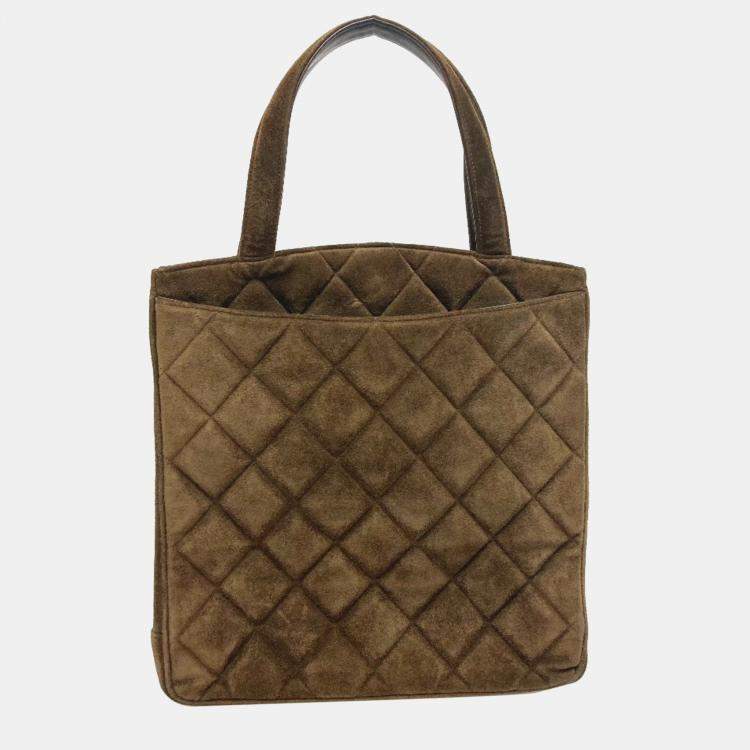 Pre Owned Chanel Brown cc Mark Bag Vertical Tote Bag