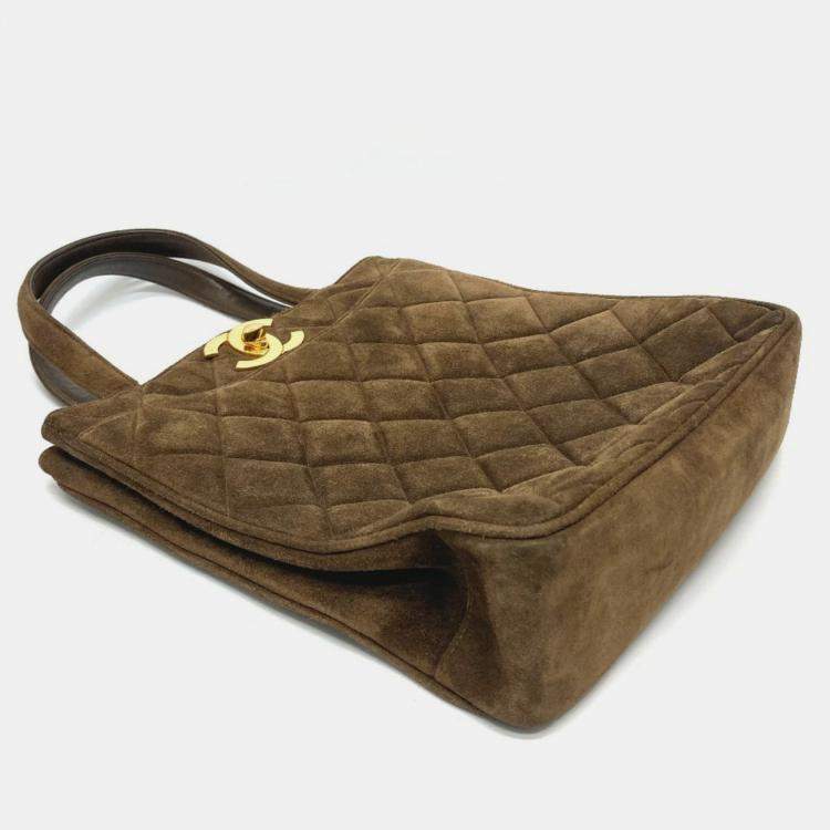 Pre Owned Chanel Brown cc Mark Bag Vertical Tote Bag