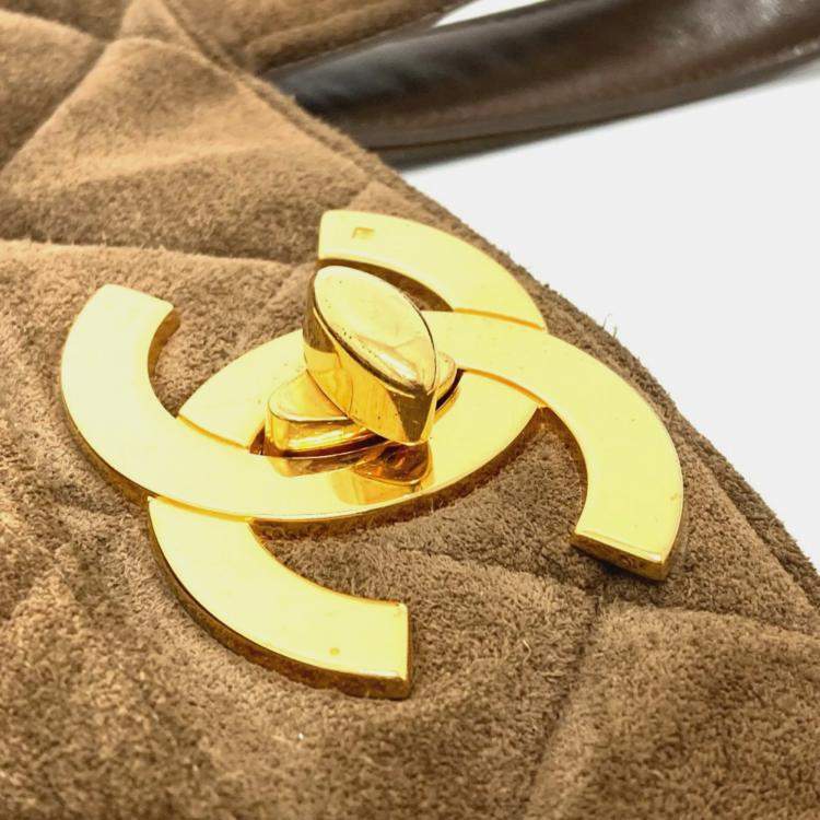 Pre Owned Chanel Brown cc Mark Bag Vertical Tote Bag