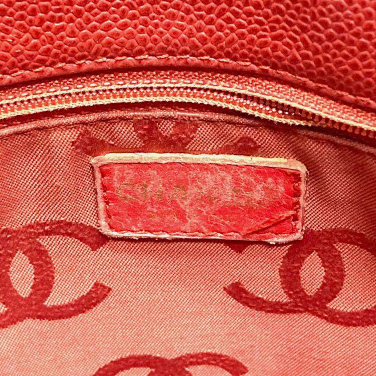 Pre Owned Chanel Red Cc Mark Bag Vintage Tote Bag