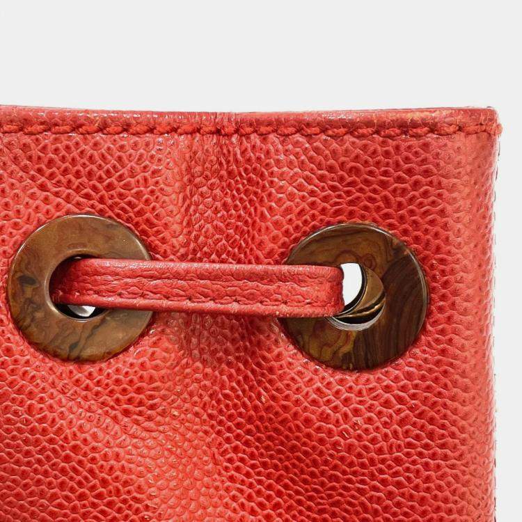 Pre Owned Chanel Red Cc Mark Bag Vintage Tote Bag