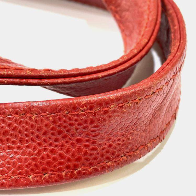 Pre Owned Chanel Red Cc Mark Bag Vintage Tote Bag