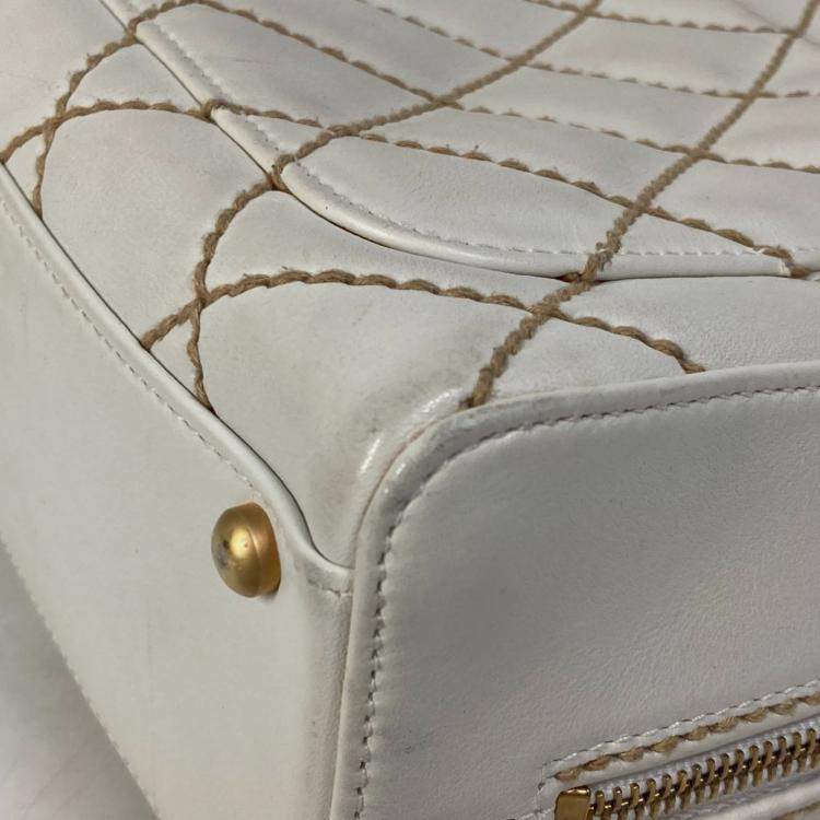 Pre Owned Chanel White Cc Mark Bag Vintage Mini Duffle Bag