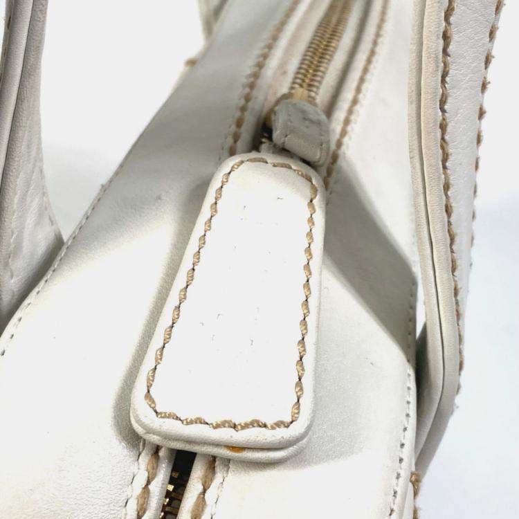 Pre Owned Chanel White Cc Mark Bag Vintage Mini Duffle Bag