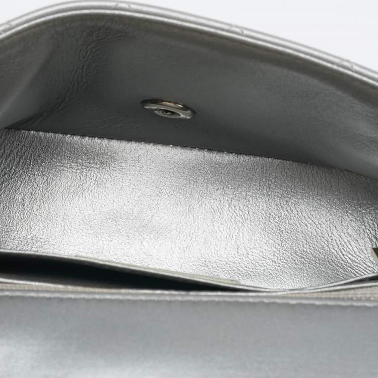 Pre Owned Chanel Grey Quilted Leather Small CC Flap Bag