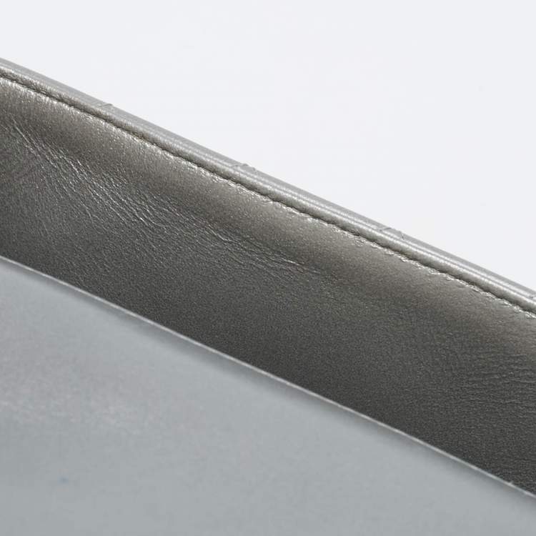 Pre Owned Chanel Grey Quilted Leather Small CC Flap Bag