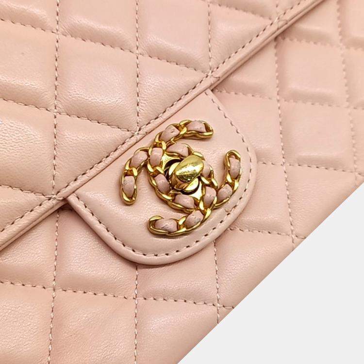 Pre Owned Chanel Lambskin Top Handle Small Flap Bag