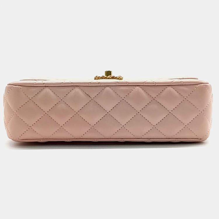 Pre Owned Chanel Lambskin Top Handle Small Flap Bag