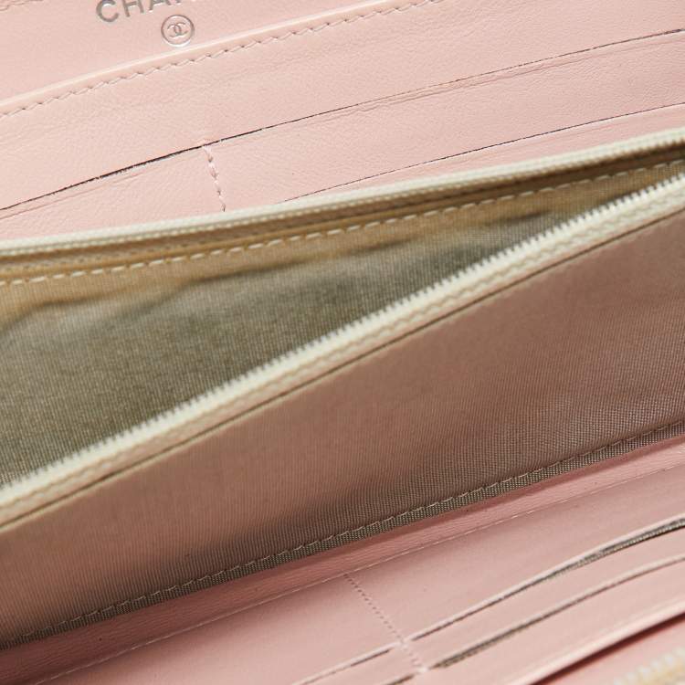 Pre Owned Chanel Pink Caviar Leather CC Timeless Zip Around Wallet