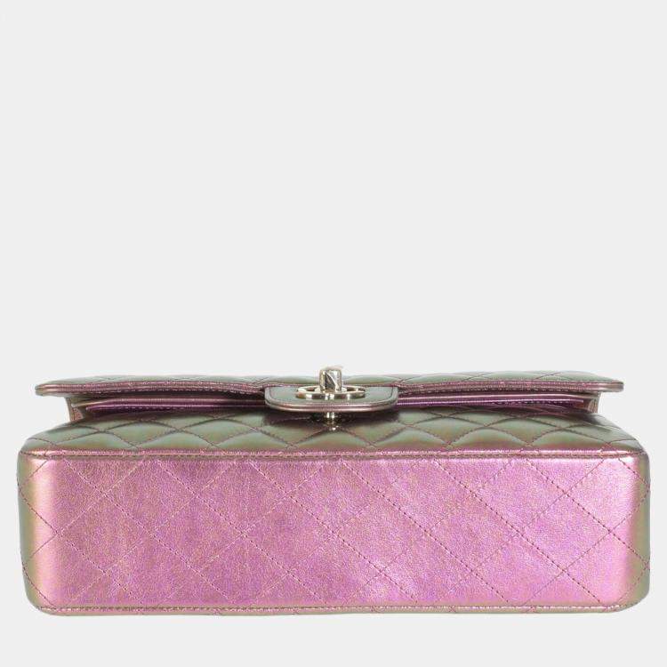 Pre Owned Chanel Metallic Quilted Iridescent Lambskin Medium Classic Double Flap Bag