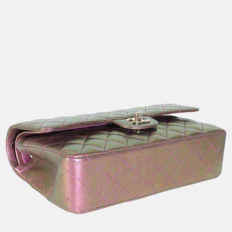 Pre Owned Chanel Metallic Quilted Iridescent Lambskin Medium Classic Double Flap Bag