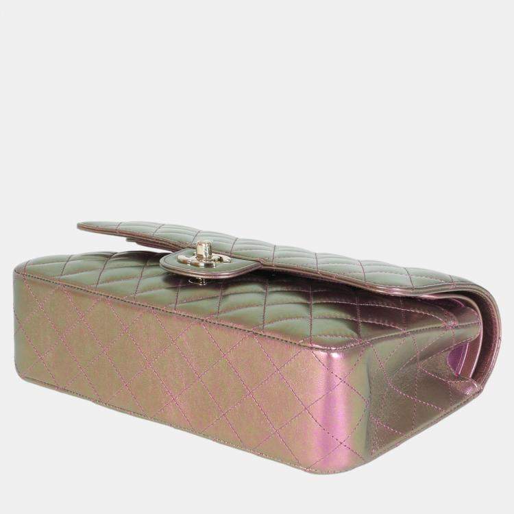 Pre Owned Chanel Metallic Quilted Iridescent Lambskin Medium Classic Double Flap Bag