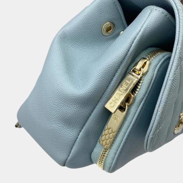 Pre Owned Chanel Blue Champagne Caviar Skin Matelasse Affinity Handbag