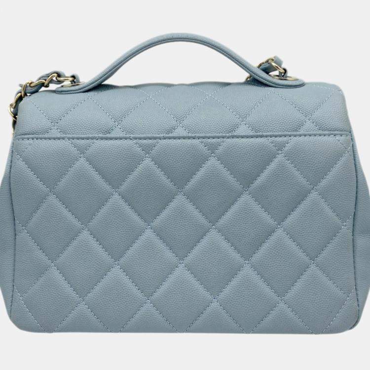 Pre Owned Chanel Blue Champagne Caviar Skin Matelasse Affinity Handbag
