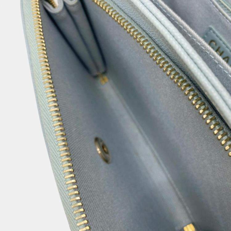 Pre Owned Chanel Blue Champagne Caviar Skin Matelasse Affinity Handbag