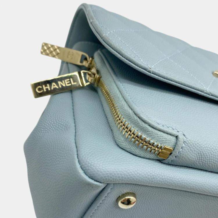 Pre Owned Chanel Blue Champagne Caviar Skin Matelasse Affinity Handbag