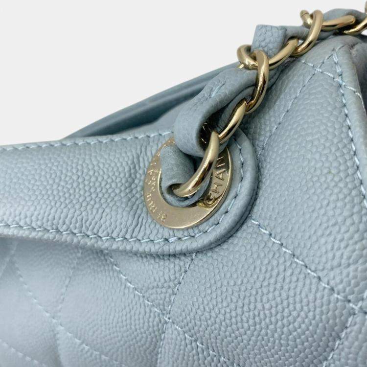 Pre Owned Chanel Blue Champagne Caviar Skin Matelasse Affinity Handbag