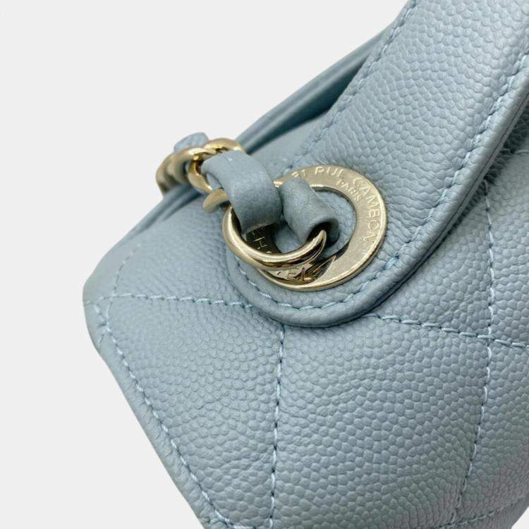 Pre Owned Chanel Blue Champagne Caviar Skin Matelasse Affinity Handbag