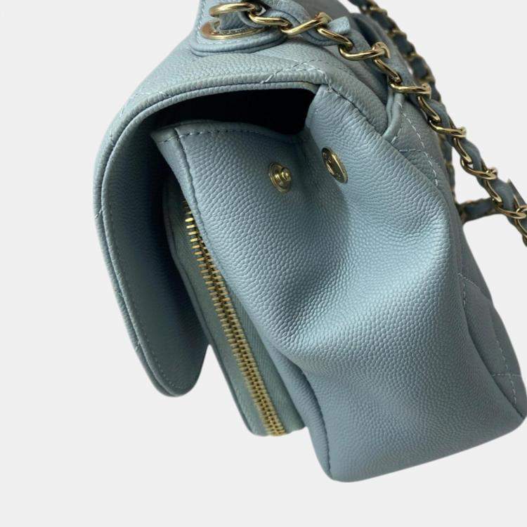 Pre Owned Chanel Blue Champagne Caviar Skin Matelasse Affinity Handbag