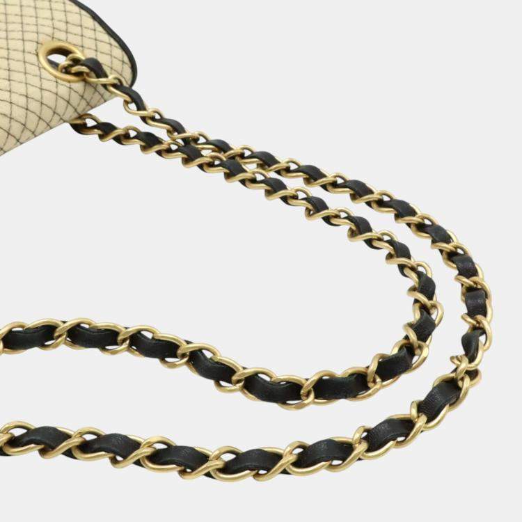 Pre Owned Chanel Cotton Jersey Enamel Micro Quilted Coco Mark Chain Shoulder Bag