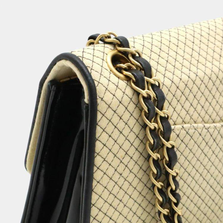 Pre Owned Chanel Cotton Jersey Enamel Micro Quilted Coco Mark Chain Shoulder Bag