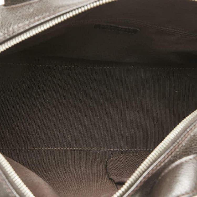 Pre Owned Chanel Brown Caviar Skin Coco Mark Boston Bag