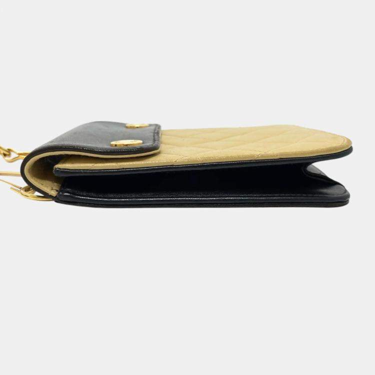 Pre Owned Chanel Black x Beige Pochette Waist Pouch