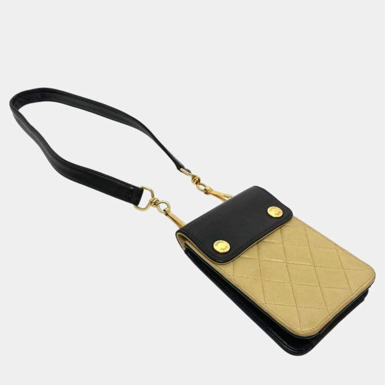 Pre Owned Chanel Black x Beige Pochette Waist Pouch