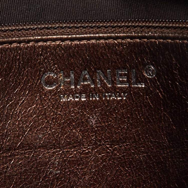 Pre Owned Chanel Metallic Bronze Quilted Leather Classic Flap Shopping Tote