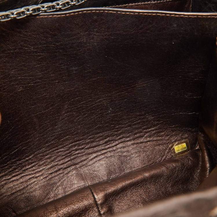 Pre Owned Chanel Metallic Bronze Quilted Leather Classic Flap Shopping Tote