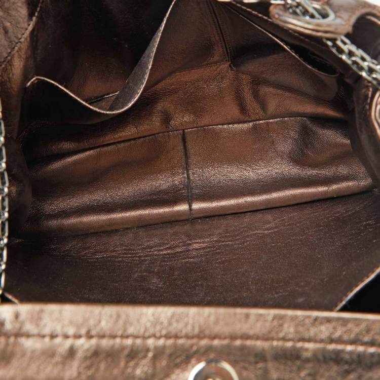 Pre Owned Chanel Metallic Bronze Quilted Leather Classic Flap Shopping Tote