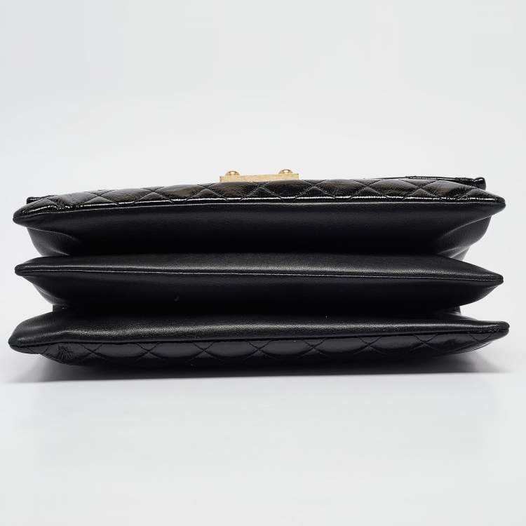 Pre Owned Chanel Black Quilted Patent and Leather Pagoda Accordion Flap Bag