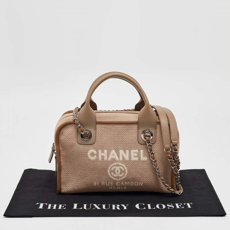 Pre Owned Chanel Beige Canvas and Leather Deauville Bowler Bag