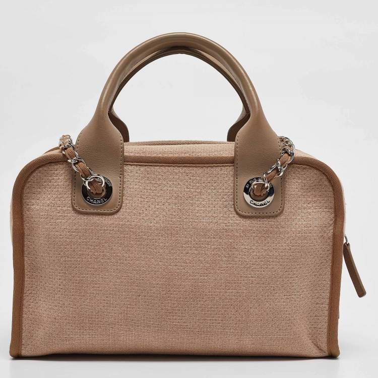 Pre Owned Chanel Beige Canvas and Leather Deauville Bowler Bag