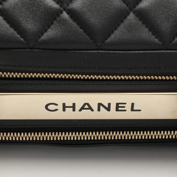 Pre Owned Chanel Black Quilted Leather Medium Trendy CC Bowling Bag