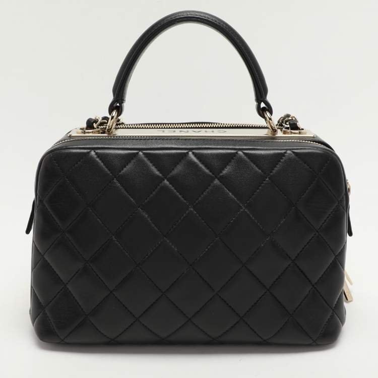 Pre Owned Chanel Black Quilted Leather Medium Trendy CC Bowling Bag