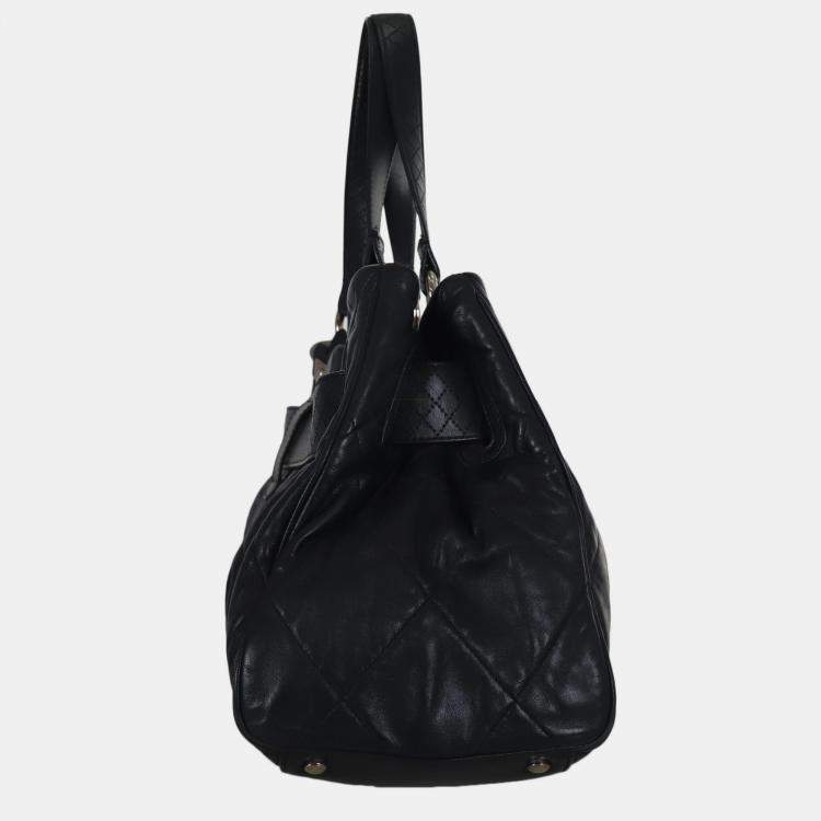 Pre Owned Chanel Vintage Hook Metal Quilted Tote Bag