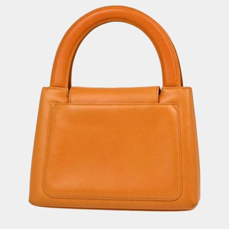 Pre Owned Chanel Orange Calfskin Handbag