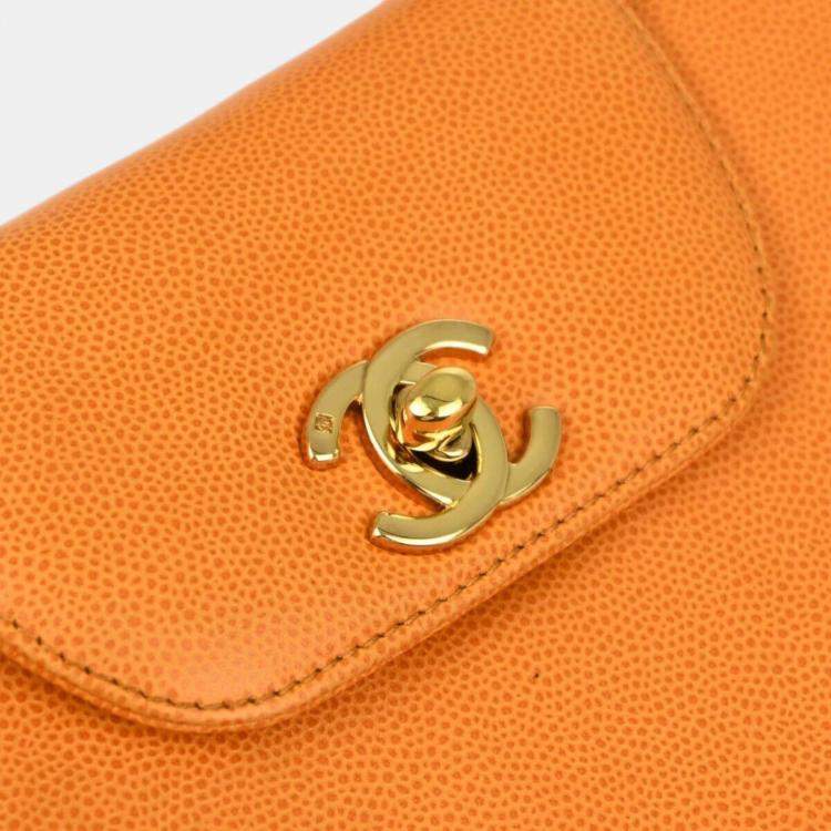 Pre Owned Chanel Orange Calfskin Handbag
