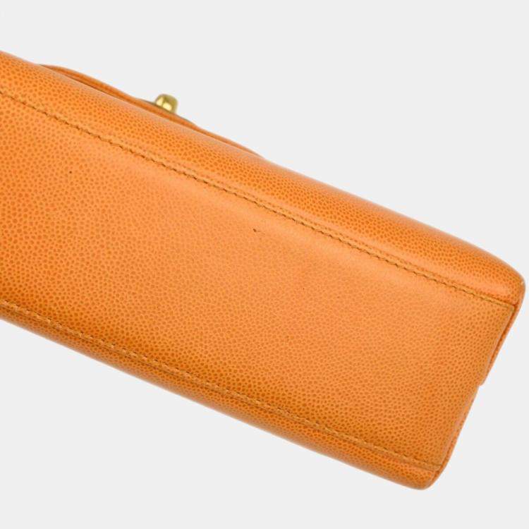 Pre Owned Chanel Orange Calfskin Handbag