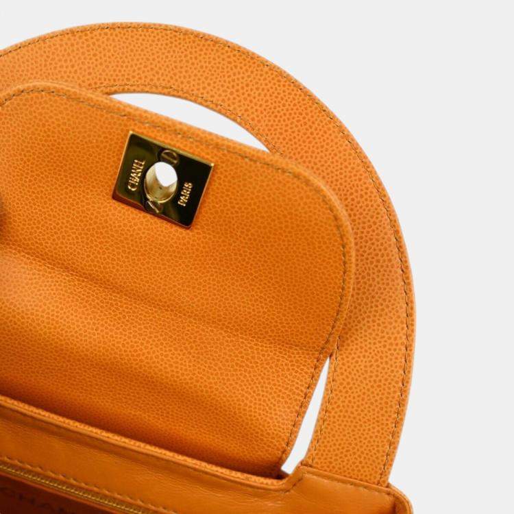 Pre Owned Chanel Orange Calfskin Handbag