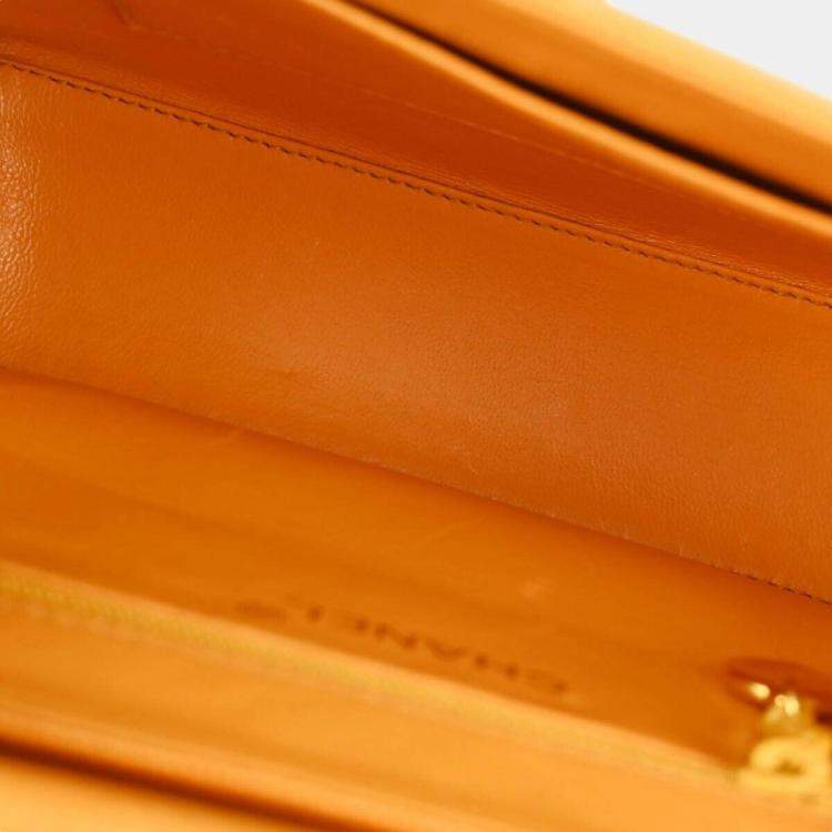 Pre Owned Chanel Orange Calfskin Handbag
