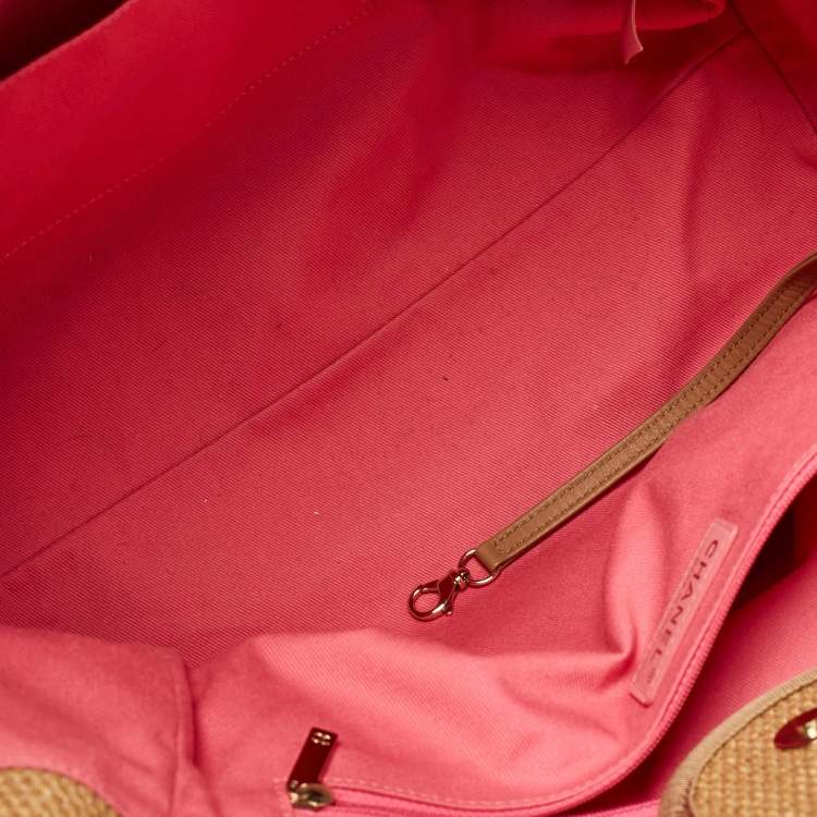 Pre Owned Chanel Multicolor Raffia and Leather Large Stripe Deauville Tote