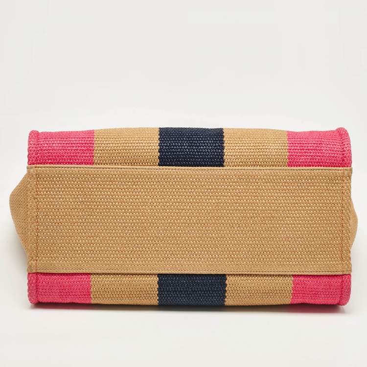 Pre Owned Chanel Multicolor Raffia and Leather Large Stripe Deauville Tote
