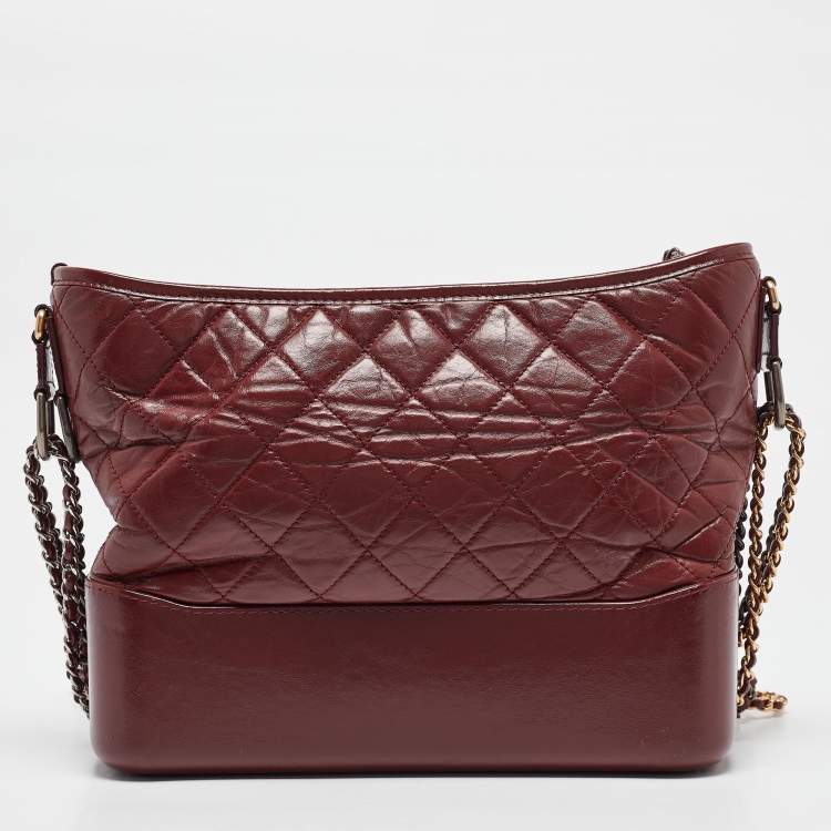 Pre Owned Chanel Red Quilted Leather Medium Gabrielle Hobo