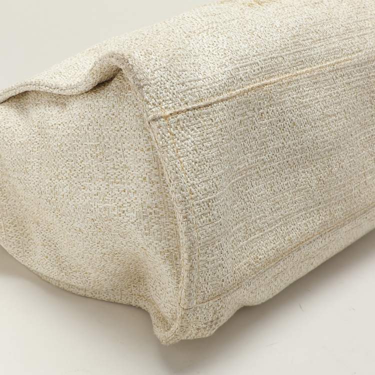 Pre Owned Chanel Cream Tweed and Leather Deauville Tote