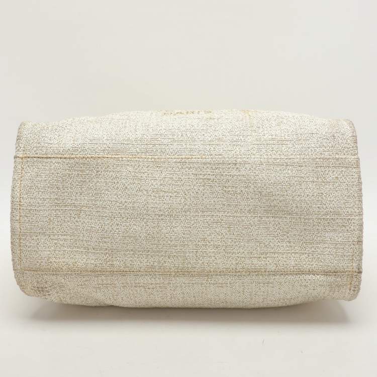 Pre Owned Chanel Cream Tweed and Leather Deauville Tote
