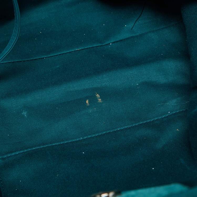 Pre Owned Chanel Teal Green Tweed Large Deauville Shopper Tote